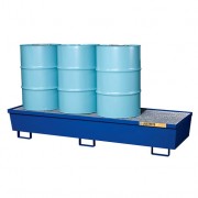 Pallets antiderrames Justrite 28612 de acero para 4 tambores - Color azul