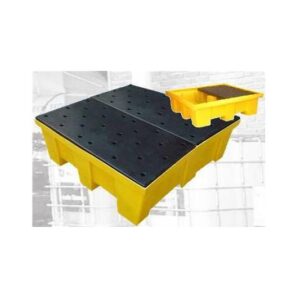Pallets antiderrames plasticos para 4 tambores con contencion